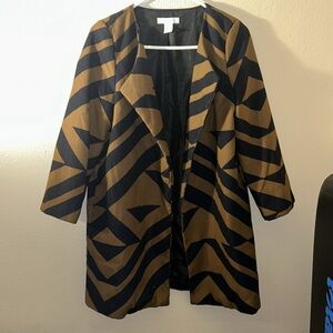 H&M zebra print green & black pea coat